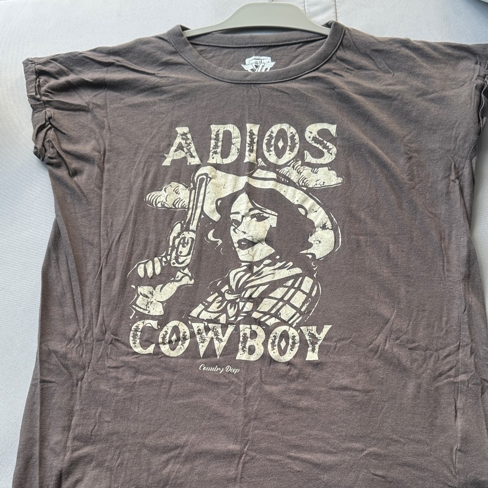 Adios Cowboy Kids Graphic Tee - Brown